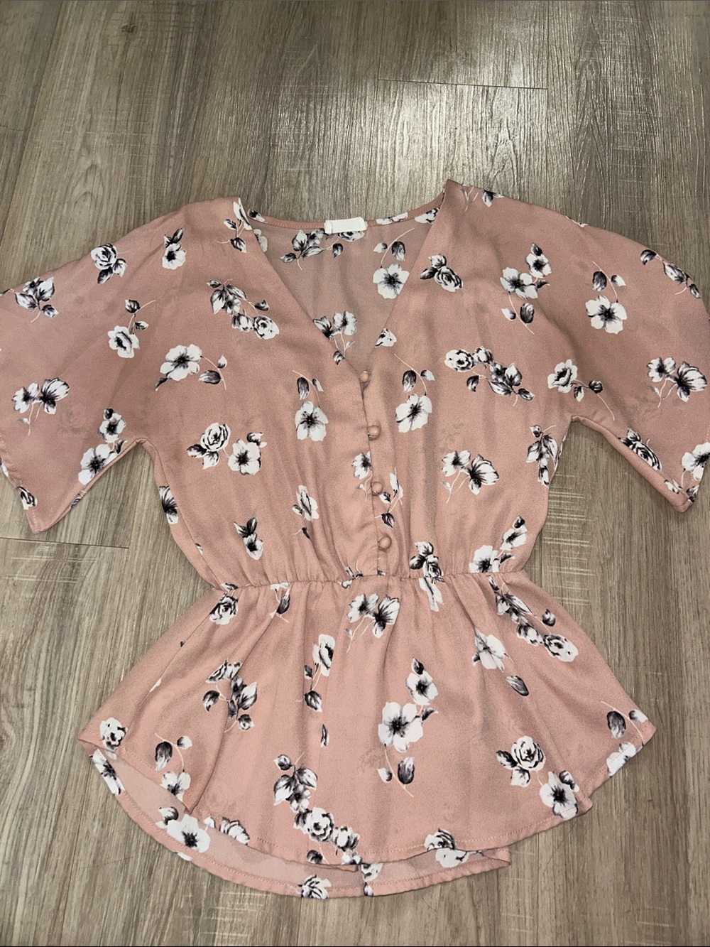 Women’s Floral Peplum Blouse - Dusty Rose